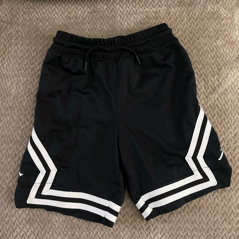 Jordan Black Mesh Athletic Shorts with white trim